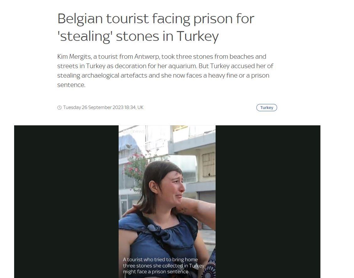 Türkiye'den taş çalan Belçikalı turist gözaltına alındı