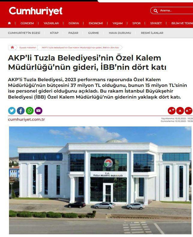 Tuzla Belediyesi’nden Cumhuriyet’in algı haberine tokat gibi cevap