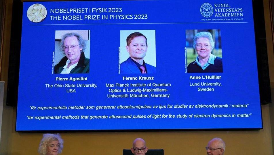 '2023 Nobel Fizik Ödülü' Pierre Agostini, Ferenc Krausz ve Anne L'Huillier'e verildi!