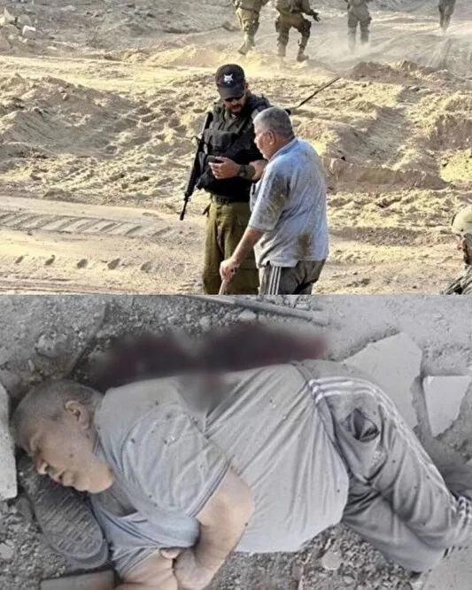 İsrail askerleri 'yardım ediyoruz' pozu verdikleri yaşlı adamı katletti!