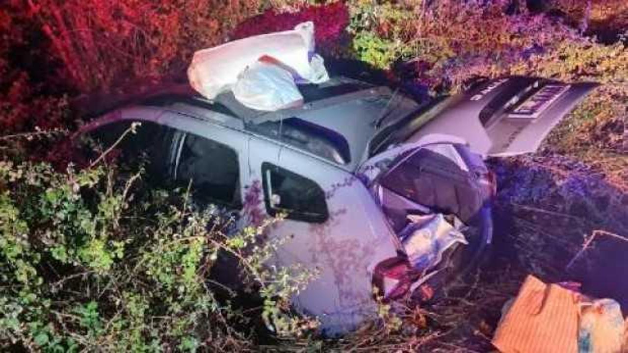 Otomobil dere yatağına uçtu: 3 yaralı