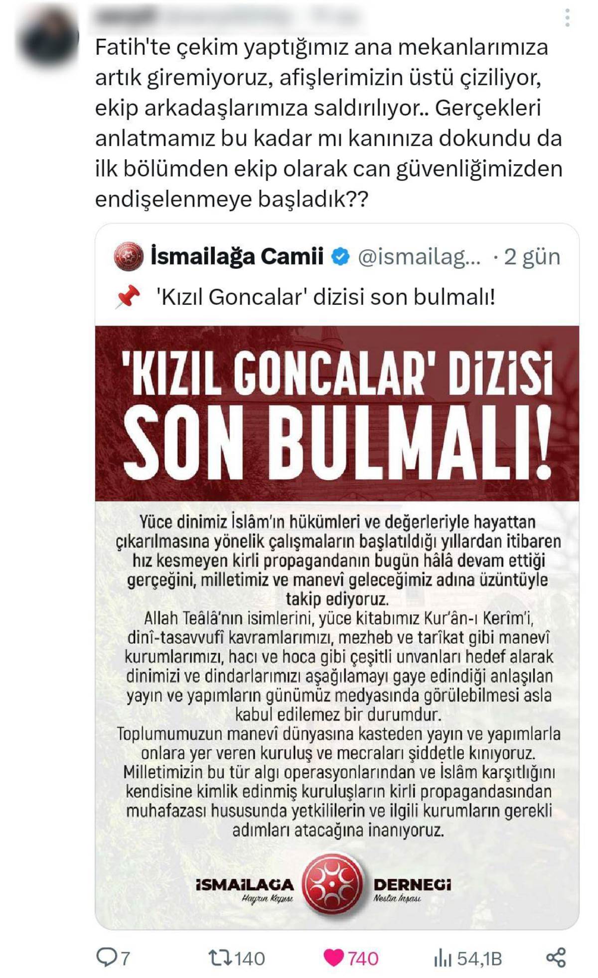 Kızıl Goncalar dizisi İsmailağa cemaatinin hedefinde! Set çalışanı isyan etti: 'Ekip arkadaşlarımıza saldırıyorlar'