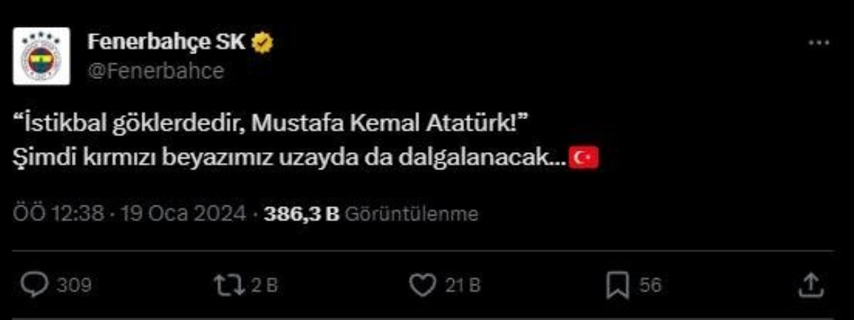 Süper Lig ekiplerinden Alper Gezeravcı paylaşımı! Uzaya giden ilk Türk astronot...