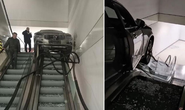 İstanbul'da akılalmaz olay! Otomobil AVM'nin yürüyen merdivenine daldı: Üç kişi yaralandı