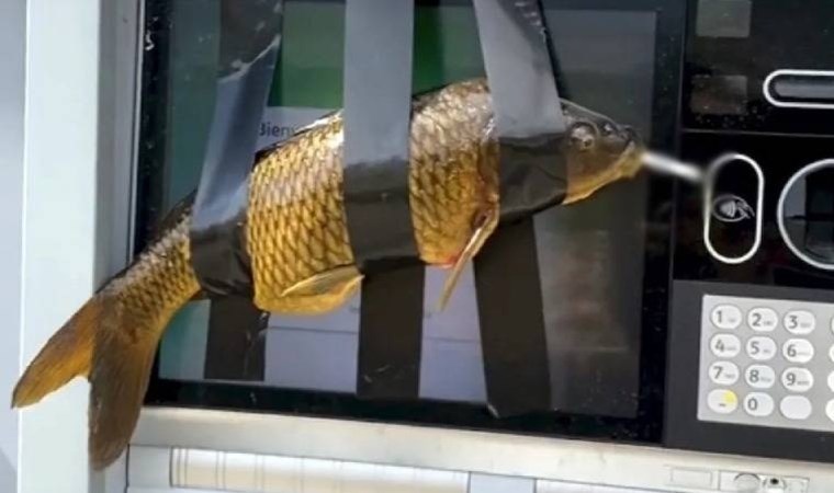 ATM’lere ‘sigara içen balık’ bantladı: Tutuklandı