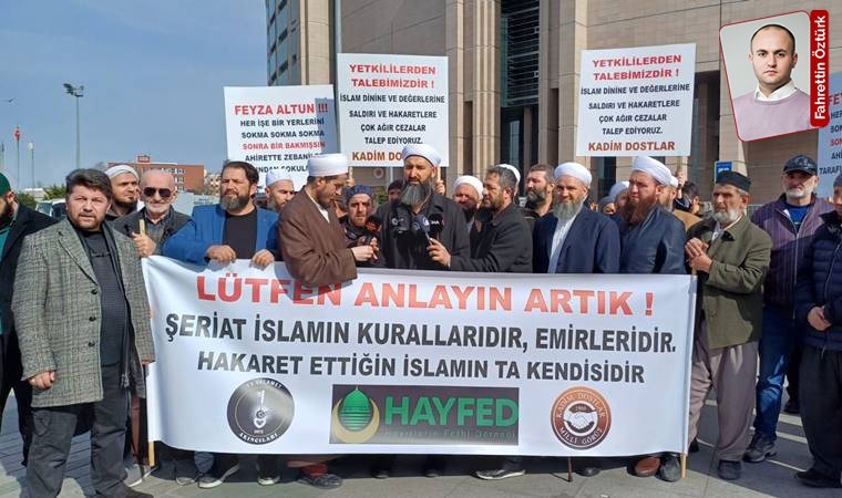 Şeriatçılar adliye önünde: ‘Allah için koruma kanunu’ talep ettiler