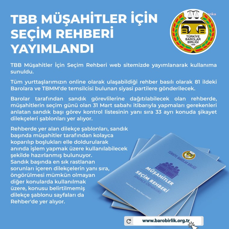 TBB'den yerel seçim hazırlığı... Seçmenler ve müşahitler için 'Hukuk rehberi' hazırlandı