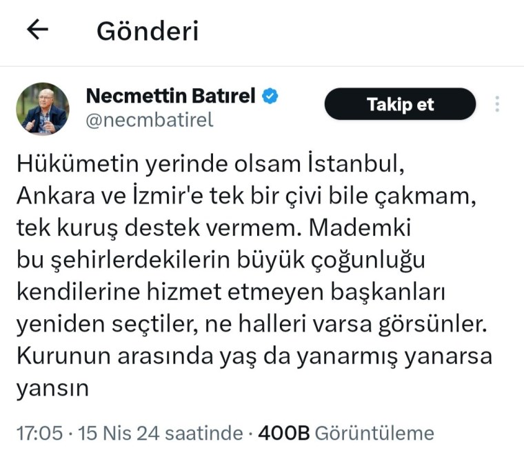 ‘Şakkadanak’ çıkışıyla bilinen Necmettin Batırel'den tepki çeken yorum: ‘Hükümetin yerinde olsam…’