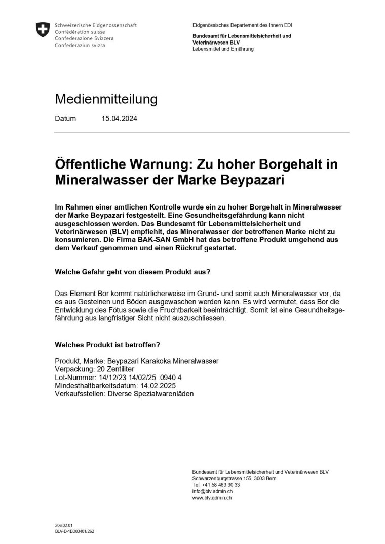 İddia: İsviçre Federal Gıda Güvenliği Dairesi, Beypazarı sodalarında 'aşırı seviyede bor' tespit etti
