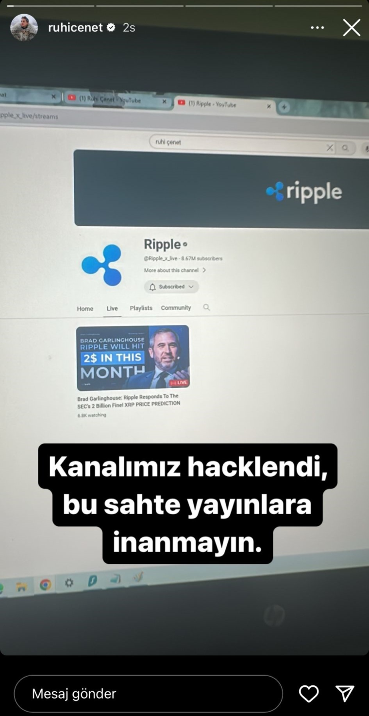 Ruhi Çenet'in YouTube kanalı çalındı