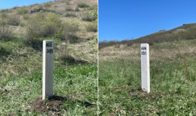 Azerbaycan-Ermenistan sınırında yeni gelişme: İlk sınır taşı yerleştirildi