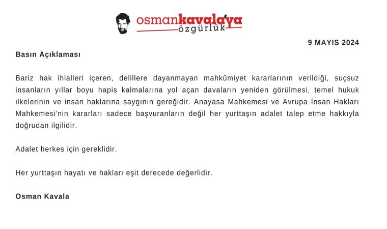 Osman Kavala'dan yeniden yargılanma talebi