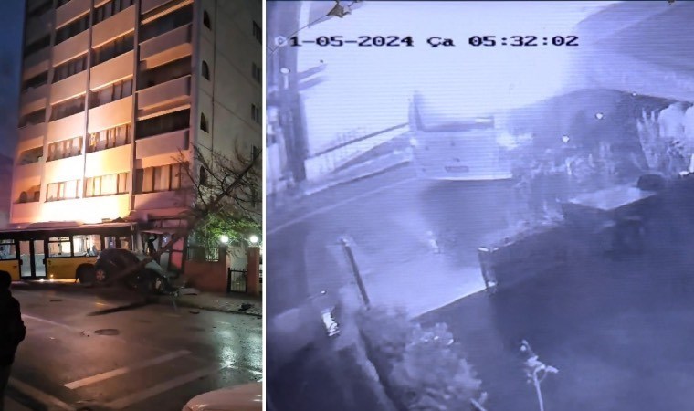 Kartal’da markete giren İETT otobüsünde yangın çıktı