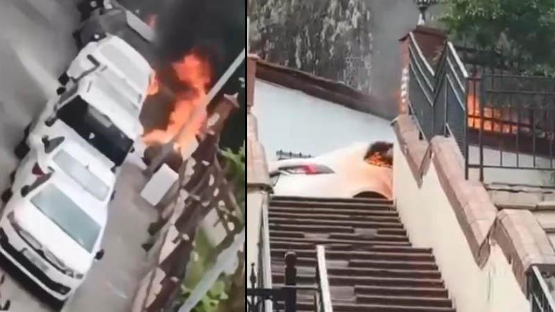 Hacıahmet Mahallesi’nde Park Halindeki Otomobil Alev Aldı